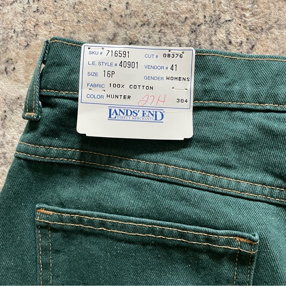 Vintage Lands’ End Womens‎ Hunter Green Straight Leg Jeans NOS 16 Petite READ** - Picture 8 of 13